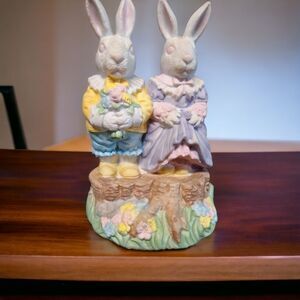Easter Bunny Couple Figurine